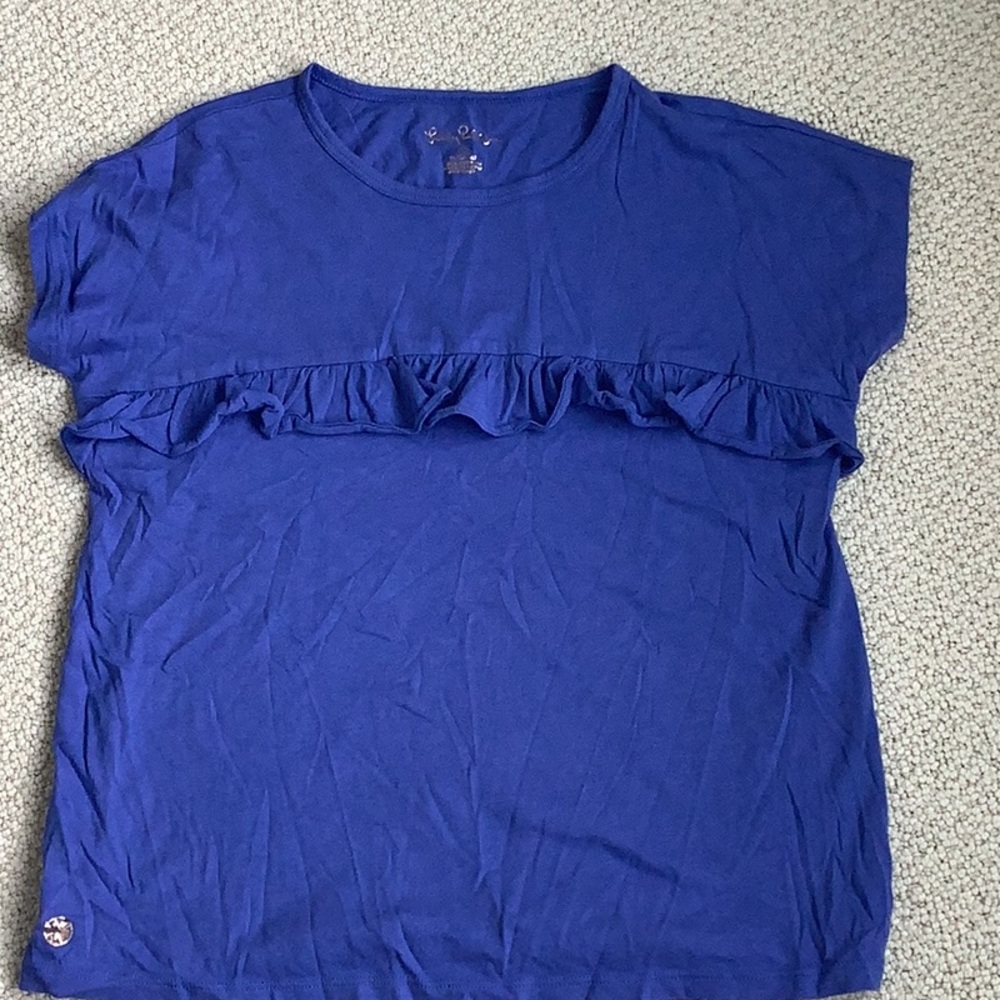 Lilly Pulitzer top, blue short sleeve top, size XL (12-14)